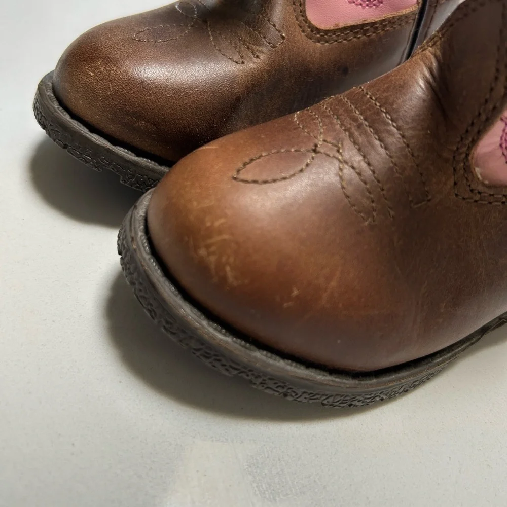 Kids Cowboy Western Boots New With Brown and Pink Size 5